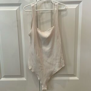 Topshop Cream Ribbed Tank Bodysuit Sz 8